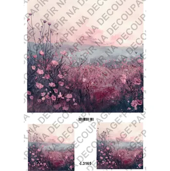 Umělecký papír Rýžový a soft papír na decoupage - Květinový - KB3165 Materiál: Soft, Rozměr: A4