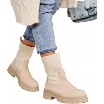 Dámská zimní obuv BÍLÉ DÁMSKÉ VSUVNÉ KOTNÍKOVÉ BOTY DORINO 36