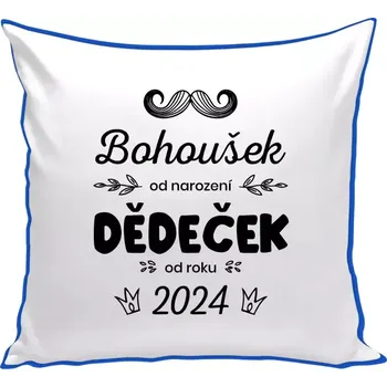 Polštář Polštář barevný 32x32 cm Jméno od narození, dědeček od roku
