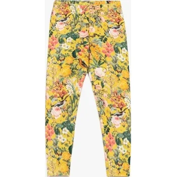 Dívčí legíny MUFFIN MODE Dívčí biobavlněné legíny květinovým vzorem “ROSE GARDEN”, žluté vícebarevné Velikost: 86/92