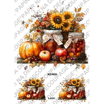 Umělecký papír Rýžový a soft papír na decoupage - Podzimní dekorace - KB04291 Materiál: Soft, Rozměr: A4