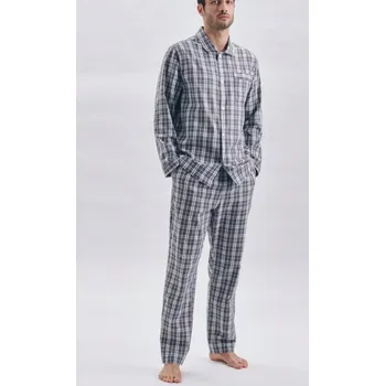 Pánské pyžamo SEIDENSTICKER PÁNSKÉ PYŽAMO KOSTKOVANÉ ŠEDÉ XXL VLNA