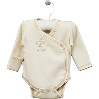Kojenecký body Zavinovací body s dlouhým rukávem z bio bavlny medvídek Lu Lu ecru LORITA Velikost: 62
