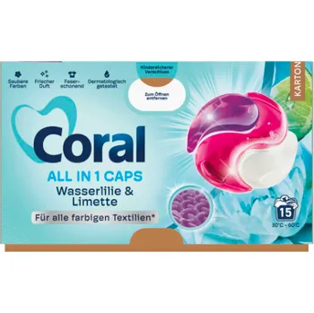 Kapsle na praní Coral Wasserlilie & Limette Color 3v1 kapsle na praní 15 Pracích cyklů