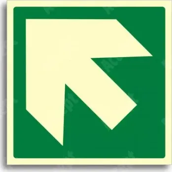 Únikové a protipožární fotoluminiscenční značení SMĚROVKA K BEZPEČÍ ŠIKMÁ - samolepka 15x15cm