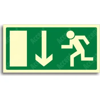 Únikové a protipožární fotoluminiscenční značení ÚNIKOVÝ VÝCHOD DOLŮ - tabulka 30x15cm