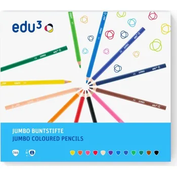 Kresba EDU3 Jumbo trojhranné pastelky K144, tuha 5 mm, 144 ks/12barev v kartonovém školním boxu
