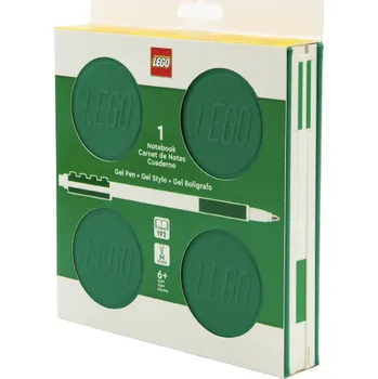 Zápisník LEGO Zápisník s gelovým perem jako klipem a náhradní náplní - zelený