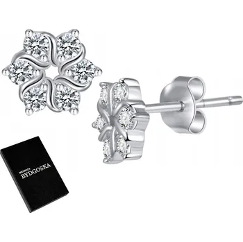 Náušnice KRÁSNÉ STŘÍBRNÉ NÁUŠNICE SE ZIRKONY, KVĚTINOVÉ PETITOVÉ NÁUŠNICE