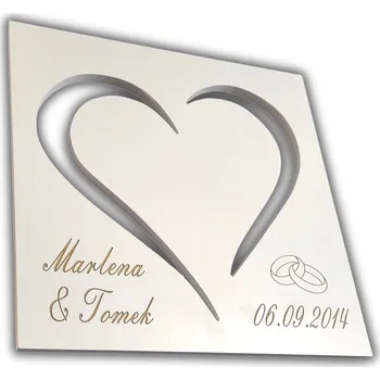 Obraz Srdce jako dárek ke svatba, výročí svatby – památka na roky do bytu s gravírováním