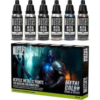 Speciální výtvarná barva Green Stuff World Metallic Paints Set - Silver (Green Stuff World)