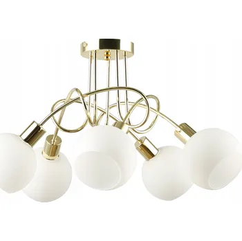 Zlatá závěsná stropní lampa lustr bílé koule LED E27