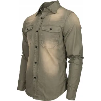 Pánská košile Pánská košile Brandit bavlněná hnědo-šedá s dlouhým rukávem XXL