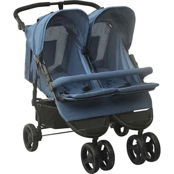 Kočárek zahrada-XL Dvojitý kočárek námořnická modrá ocel 10244