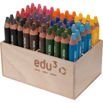 Kresba EDU3 Super Jumbo trojhranné pastelky ve dřevě H60, tuha 10 mm, 10 barev, ve stojanu ze dřeva