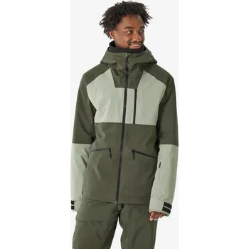 WEDZE Pánská prodyšná a hřejivá lyžařská a snowboardová bunda 500 AM S KAŠTANOVÁ|ZELENÁ