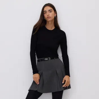 Dámská sukně Reserved - Plisovaná sukně s páskem - tmavě šedá - 077GG-90X - 077GG-90X-XXL