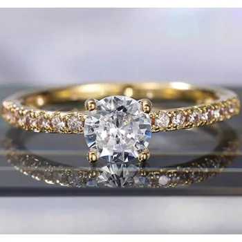 Prsten Zlatý diamantový Prstýnek velikost 14 Zirkon chirurgická ocel