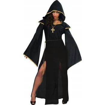 Karnevalový kostým KOSTÝM TEMNÁ KNĚŽKA HALLOWEEN l