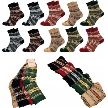 Dámské ponožky 10 párů Dámské Vysoké Teplé Bavlněné Barevné Dlouhé Ponožky 35-38