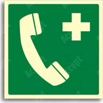 Únikové a protipožární fotoluminiscenční značení TÍSŇOVÝ TELEFON - tabulka 15x15cm