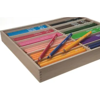 Pastelka EDU3 Prime Jumbo trojhranné pastelky H144, tuha 6,25 mm, 12 barev ve školním boxu ze dřeva