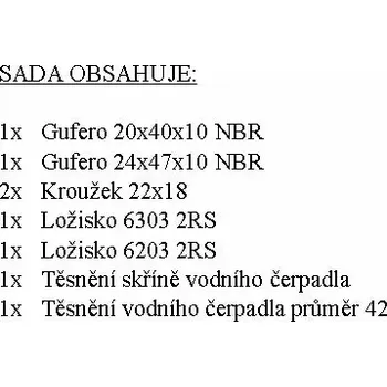 Motodíl Sada vodního čerpadla s krytými ložisky | 5501-0699.1 | AGROAD