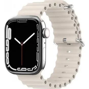 Řemínek na hodinky Silikonový oceánský řemínek pro Apple Watch 42mm / 41mm / 40mm / 38mm - béžový
