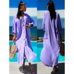 Fialové dlouhé košilové šaty NESSY Velikost: ONESIZE