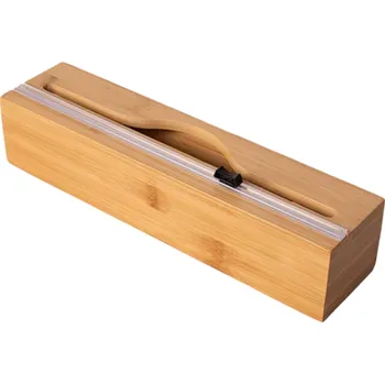 Termobox Dávkovač kuchyňské fólie s bambusovou krabičkou Světlé dřevo Řezač fólie Držák na sáčky a pytle Organizér do kuchyně 1 role