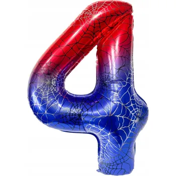 Balónek BALÓNKY ČÍSLICE 4. NAROZENINY VELKÉ NA HELIUM Spiderman DEKORACE NA NAROZENINY 100 cm