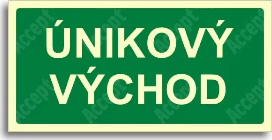 Únikové a protipožární fotoluminiscenční značení ÚNIKOVÝ VÝCHOD - samolepka 20x10cm