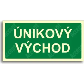 Únikové a protipožární fotoluminiscenční značení ÚNIKOVÝ VÝCHOD - samolepka 20x10cm