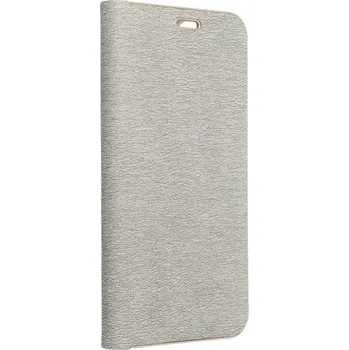 Pouzdro na mobilní telefon Flipové pouzdro LUNA Book Gold pro iPhone 17 šedé (Flipové pouzdro LUNA Book Gold pro iPhone 17 šedé – kovový rámeček, měkký vnitřek, kapsa a stojánek)