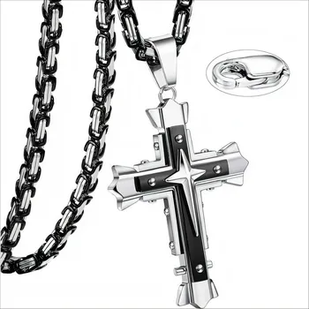 Náhrdelník IZMAEL Pánský Řetízek s Křížem MJ 38723 Černá