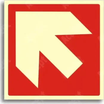 Únikové a protipožární fotoluminiscenční značení SMĚROVKA K ZAŘÍZENÍ PO ŠIKMÁ - samolepka 15x15cm