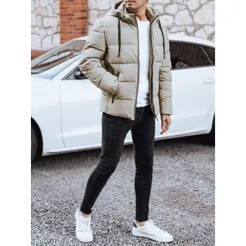 Pánská zimní pikovaná bunda s kapucí DStreet černá | bílá | kaki 3436476