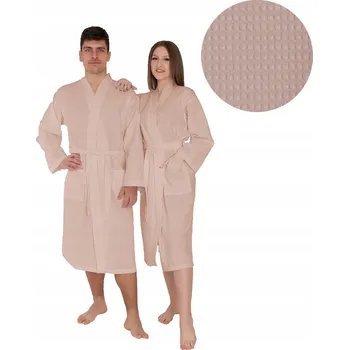 Dámské noční prádlo Župan Tuva Home vaflovaný bavlněný béžový 3XL kimono unisex