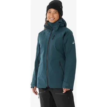 WEDZE Dámská lyžařská a snowboardová bunda hřejivá prodyšná FR500 S MODRÁ|ZELENÁ
