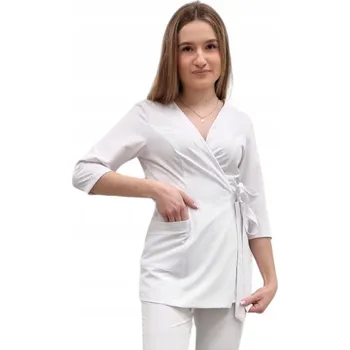 Dámské sako Zavinovací sako / tunika bílá basic premium 3/4 rukáv vel. XXL