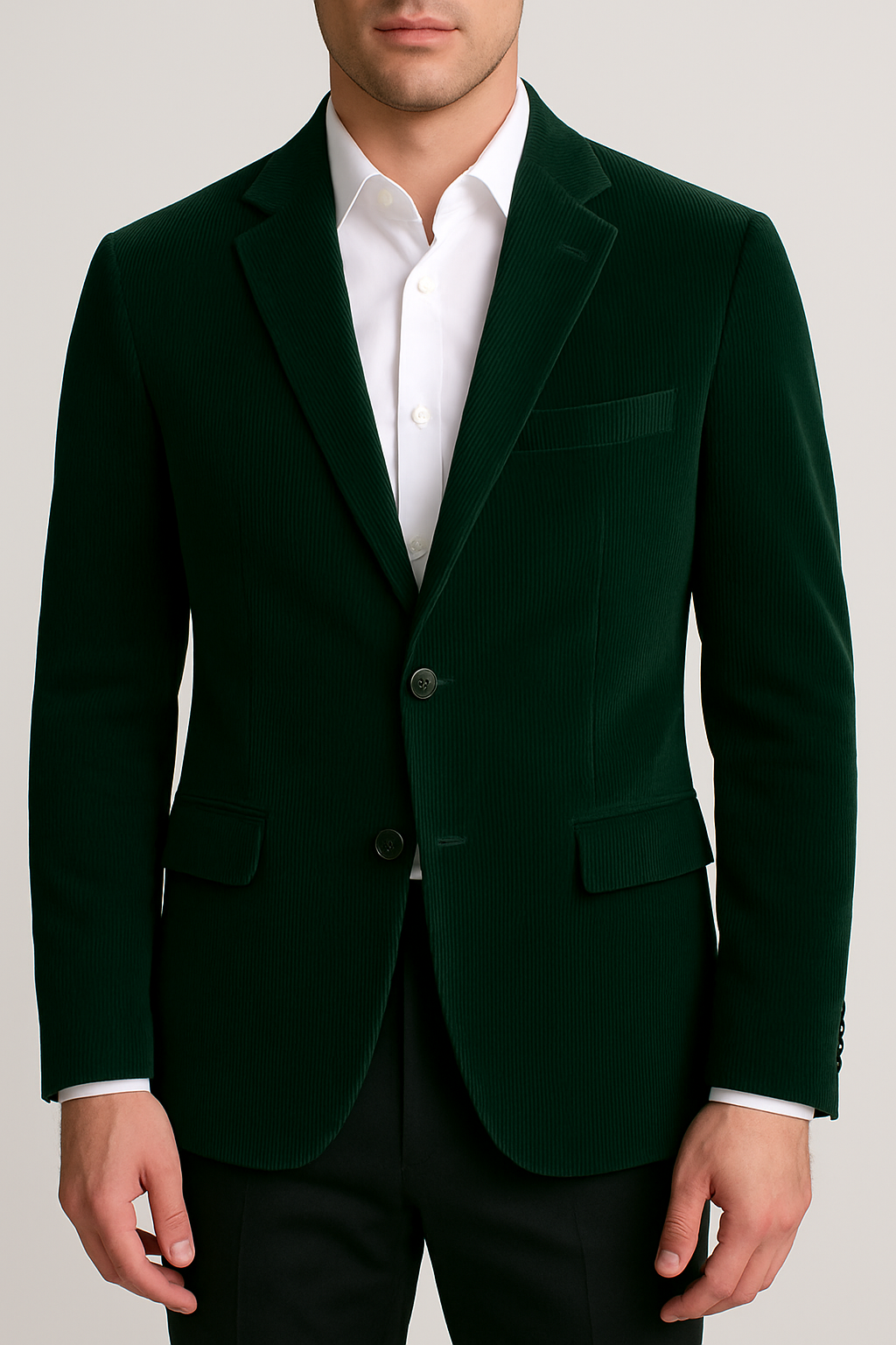 BAZAR - Pánské sako manšestrové - Zelené - 6 Pánské velikosti: EU 44