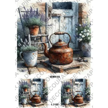 Umělecký papír Rýžový a soft papír na decoupage - Zápraží vintage - KB3189 Materiál: Soft, Rozměr: A4