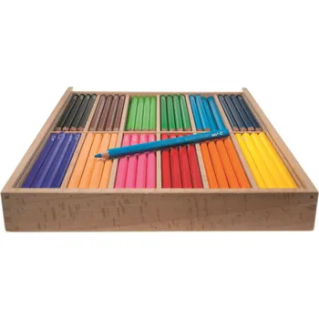 Pastelka EDU3 Jumbo šestihranné pastelky H144, tuha 5 mm, 144 ks/12 barev ve školním boxu ze dřeva