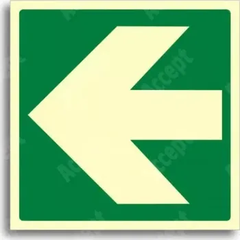 Únikové a protipožární fotoluminiscenční značení SMĚROVKA K BEZPEČÍ ROVNÁ - samolepka 15x15cm