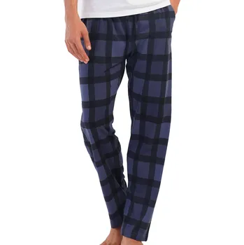 Pánské pyžamo Modré a černošedě mřížkované pyžamové kalhoty pánské z bavlny S-XXL 1P1982 modrá xl