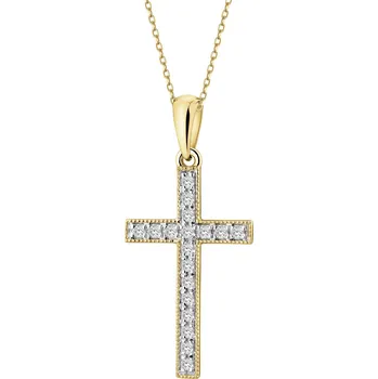 Přívěsek Zlatý přívěsek s diamanty - kříž - 0,10 ct - ryzost 585 - 240.110