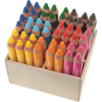 Kresba EDU3 Super Jumbo trojhranné pastelky ve dřevě H48, tuha 10 mm, 8 barev, ve stojanu ze dřeva