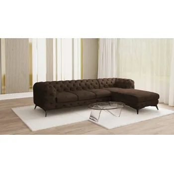 Sedací souprava Luxusní sedací souprava CHELSEA L 323 x 200 Barva: hnědá, Nožičky: Matně černé