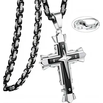 Náhrdelník IZMAEL Pánský Řetízek s Křížem Černá