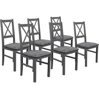 Jídelní židle Sada 6x dřevěné židle NIL10 Grafitová